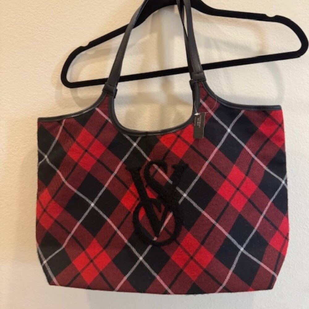 Victoria's Secret Red Plaid Tote Bag